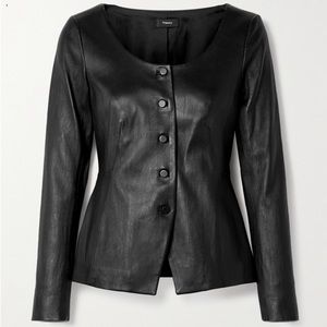 Theory Lamb Leather Scoopneck Jacket 2